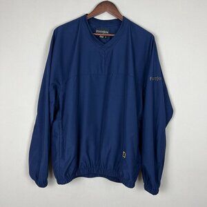 Footjoy Jacket Men Medium Navy Blue Golf Pullover V-Neck Windbreaker Performance